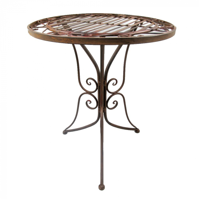 Preview: Gartenmöbel Set RIVIERA Antik Look BRAUN Eisen 2x Stuhl 1x Tisch