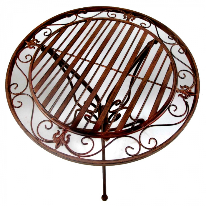 Preview: Gartenmöbel Set RIVIERA Antik Look BRAUN Eisen 2x Stuhl 1x Tisch