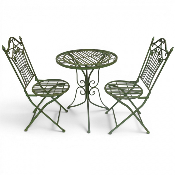 Gartenmöbel Set RIVIERA Antik Look GRÜN Eisen 2x Stuhl 1x Tisch