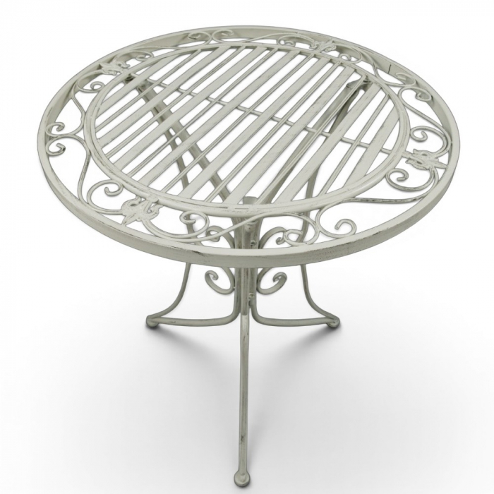 Gartenmöbel Set RIVIERA Antik Look WEISS Eisen 2x Stuhl 1x Tisch