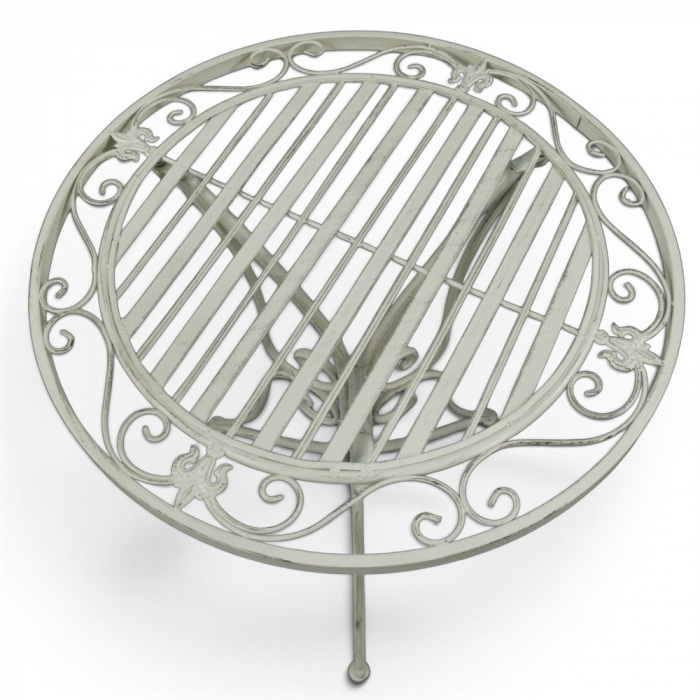 Gartenmöbel Set RIVIERA Antik Look WEISS Eisen 2x Stuhl 1x Tisch