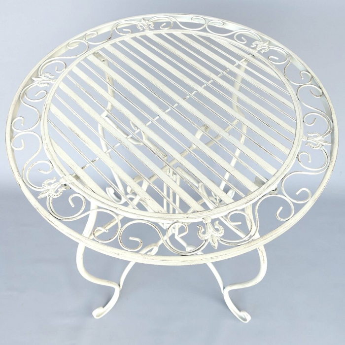 Preview: Gartenmöbel Set AMALFI Antik Look WEISS Eisen 2x Stuhl 1x Tisch