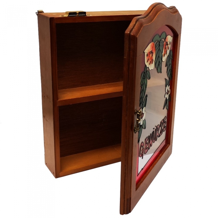 Preview: 90er Jahre ANTIK GEWÜRZREGAL Wandschrank Gewürzboard mit Tür Landhaus Stil