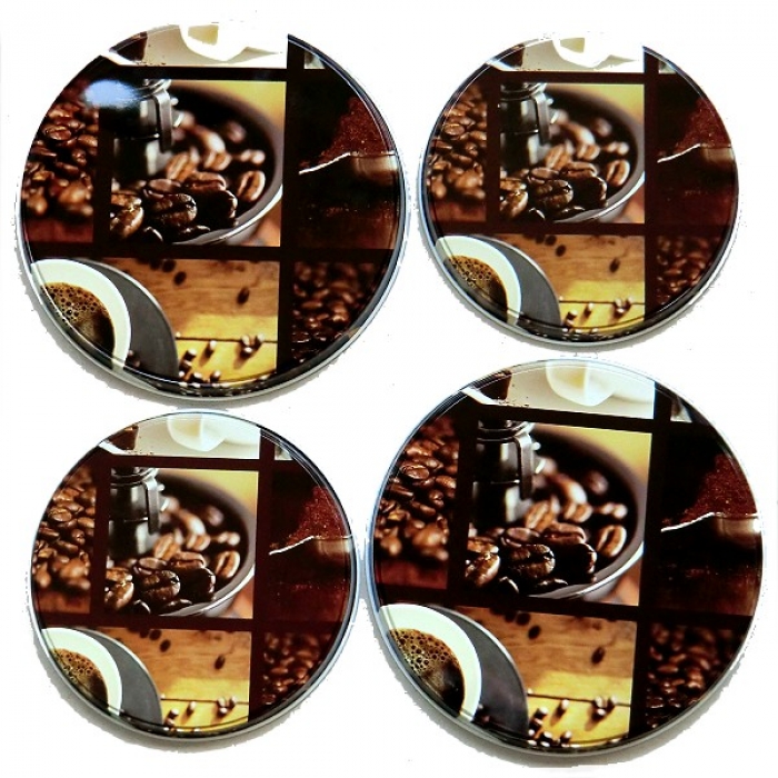 Preview: KAFFEEBOHNEN KAFFEEMÜHLE Design Herdabdeckplatten Herd Abdeckplatten 4 Teile Set