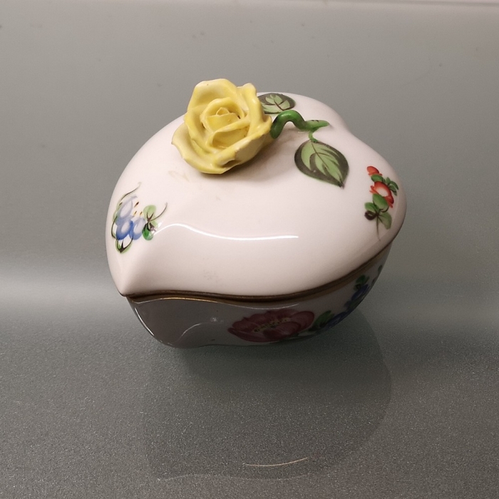 Preview: HEREND HUNGARY Porzellan Dose Deckeldose Rose 70er Jahre Dekor Viktoria