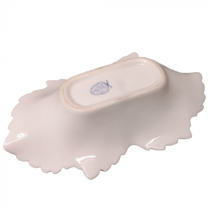 Preview: HEREND HUNGARY Porzellan Schale Blattschälchen Blattform 70er Jahre Blumenmuster