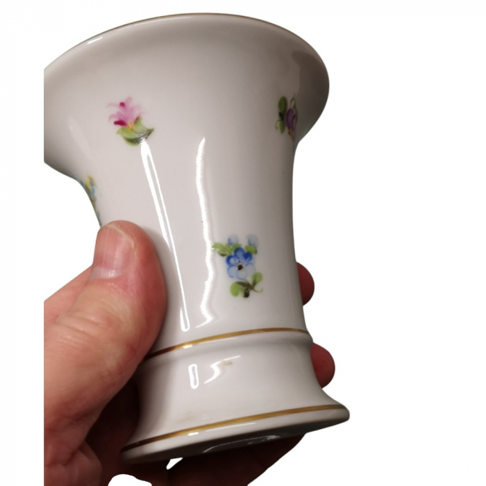 Preview: HEREND HUNGARY Porzellan Vase Trompetenvase Trichtervase 70er Jahre Blumenmuster