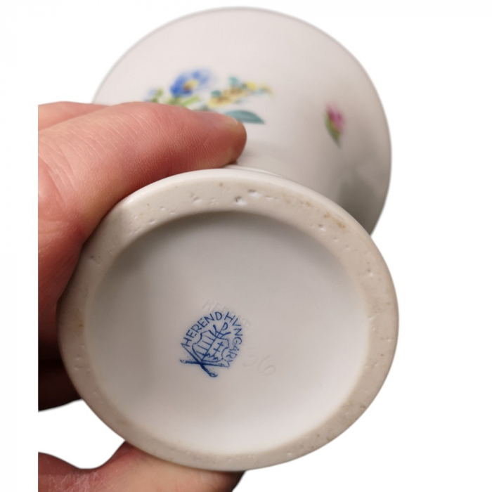 HEREND HUNGARY Porzellan Vase Trompetenvase Trichtervase 70er Jahre Blumenmuster