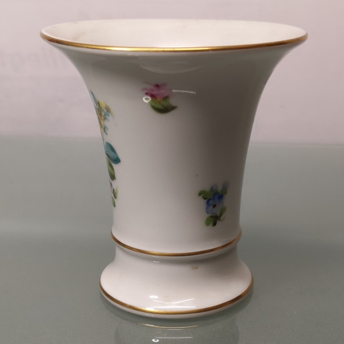 HEREND HUNGARY Porzellan Vase Trompetenvase Trichtervase 70er Jahre Blumenmuster