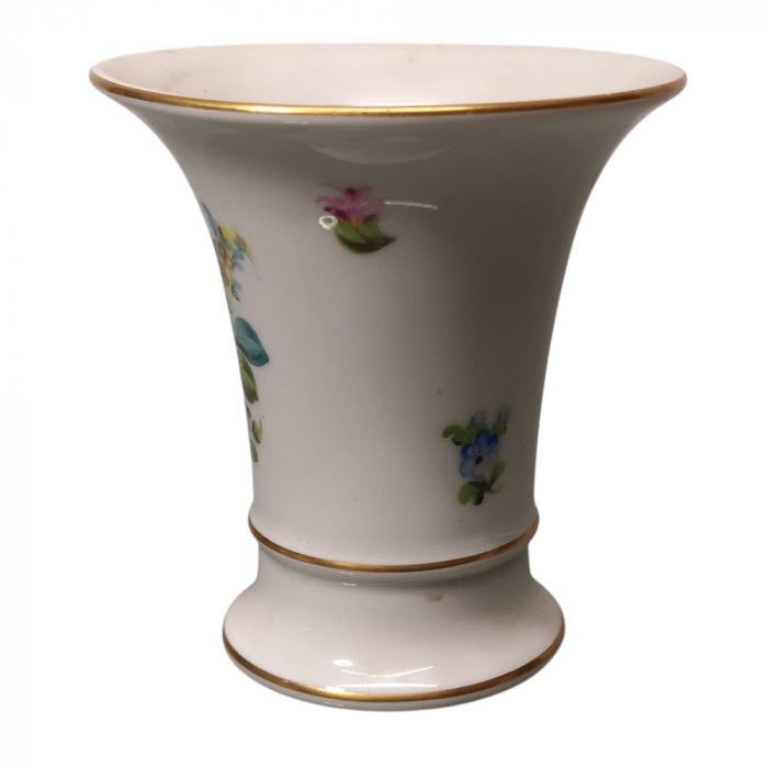 HEREND HUNGARY Porzellan Vase Trompetenvase Trichtervase 70er Jahre Blumenmuster