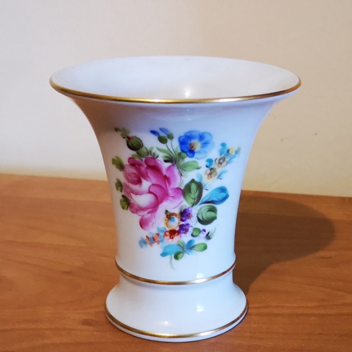 HEREND HUNGARY Porzellan Vase Trompetenvase Trichtervase 70er Jahre Blumenmuster