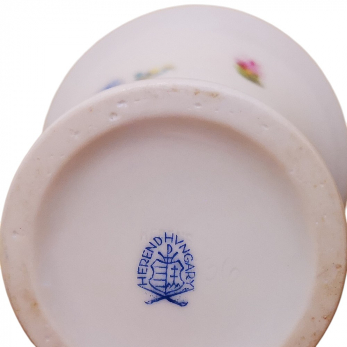HEREND HUNGARY Porzellan Vase Trompetenvase Trichtervase 70er Jahre Blumenmuster