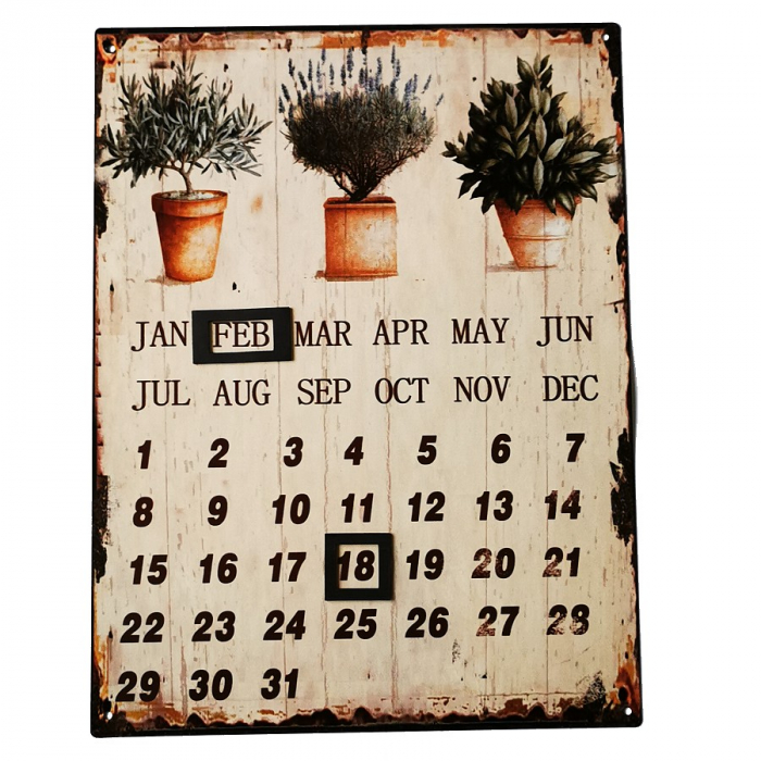 Kalender LAVENDEL LANDHAUS Jahreskalender Shabby Blechschild magnetisch 33x25 cm