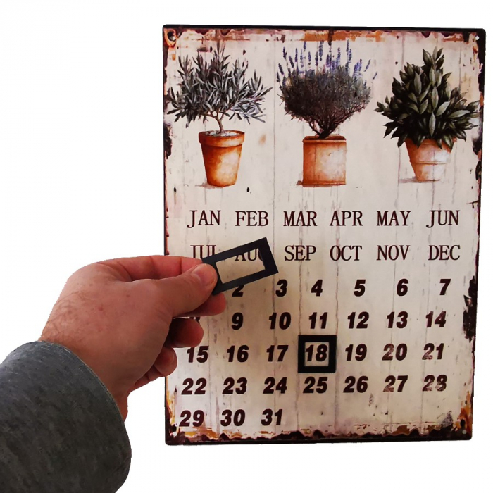 Kalender LAVENDEL LANDHAUS Jahreskalender Shabby Blechschild magnetisch 33x25 cm