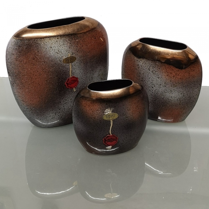 JOPEKO Keramik VASEN 3 Teile Design handarbeit H=24/19/16 cm