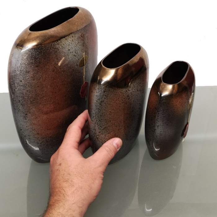 JOPEKO Keramik VASEN 3 Teile Design handarbeit H=24/19/16 cm