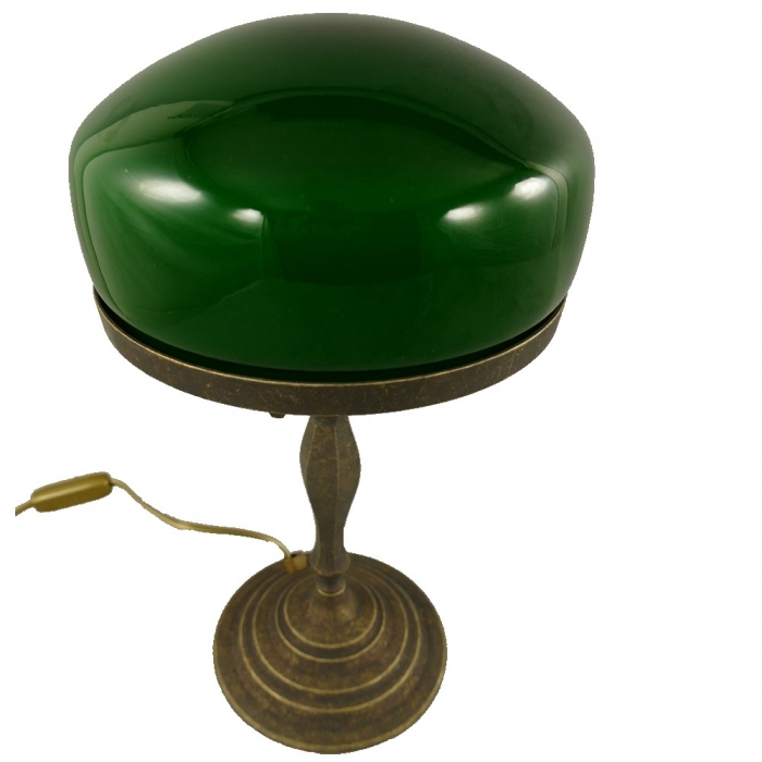 Preview: Pilzlampe BANKERLAMPE Schreibtischlampe Modell GRÜN Messing brüniert 38 cm