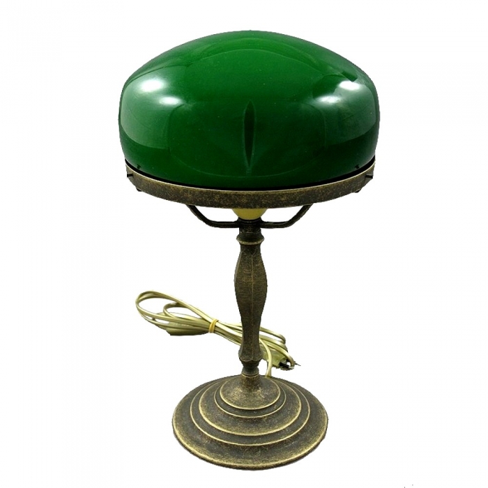 Preview: Pilzlampe BANKERLAMPE Schreibtischlampe Modell GRÜN Messing brüniert 38 cm
