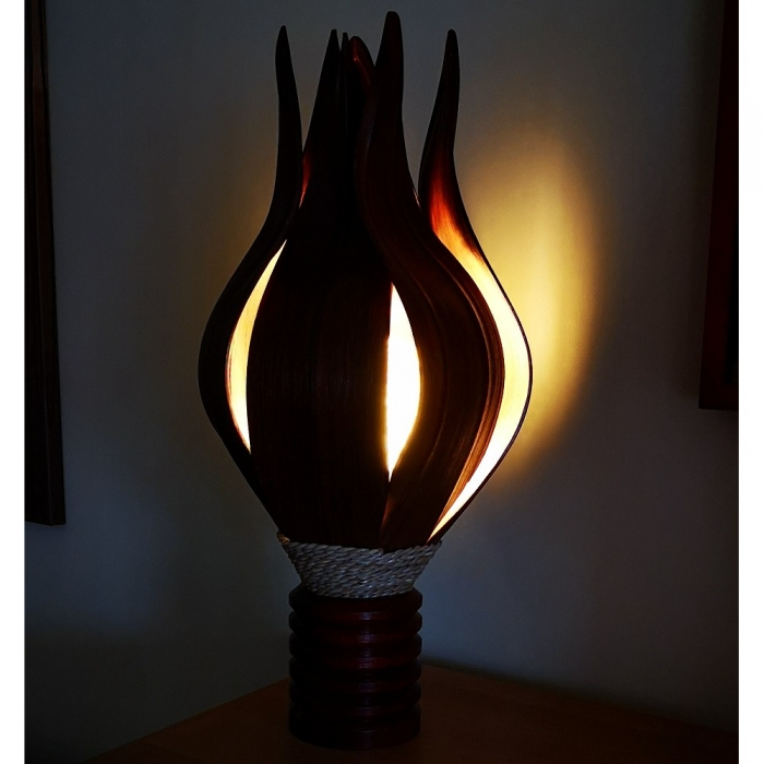 LOTUS Stehlampe BALI LAMPE handgefertigt H=60cm Ø27cm mit Cocosbaum Blätter