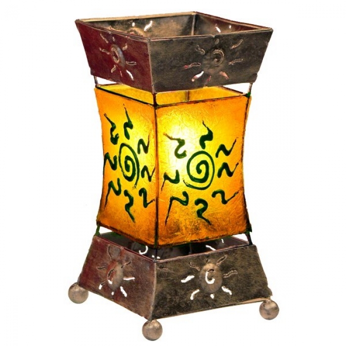 XENIA SONNE Tischlampe BALI LAMPE orange 30 cm handgefertigt