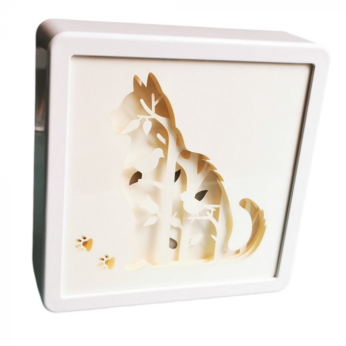 LED DEKO LICHTBOX mit 3D Papercut Motiv KATZE