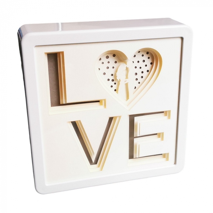 LED DEKO LICHTBOX mit 3D Papercut Motiv LOVE Liebe