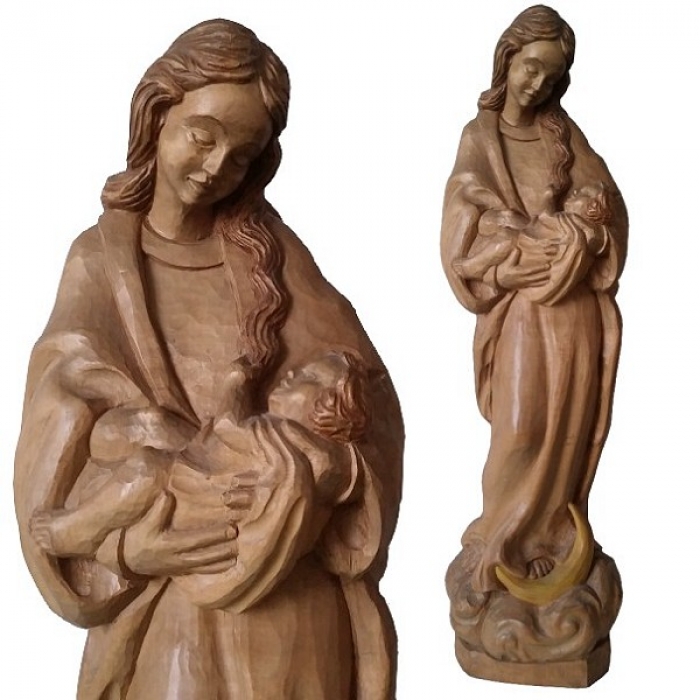 UNIKAT Handarbeit MADONNA MIT KIND handgeschnitzt BAYERN ALLGÄU Lindenholz 54 cm