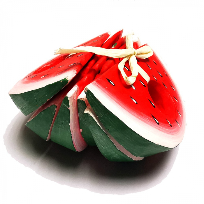 6er Set Serviettenringe WASSERMELONE Motiv handbemalt Holz
