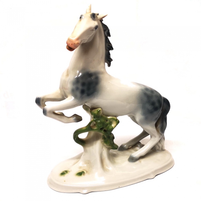 Preview: Weißer Schimmel Pferd Porzellan Figur 70er Jahre