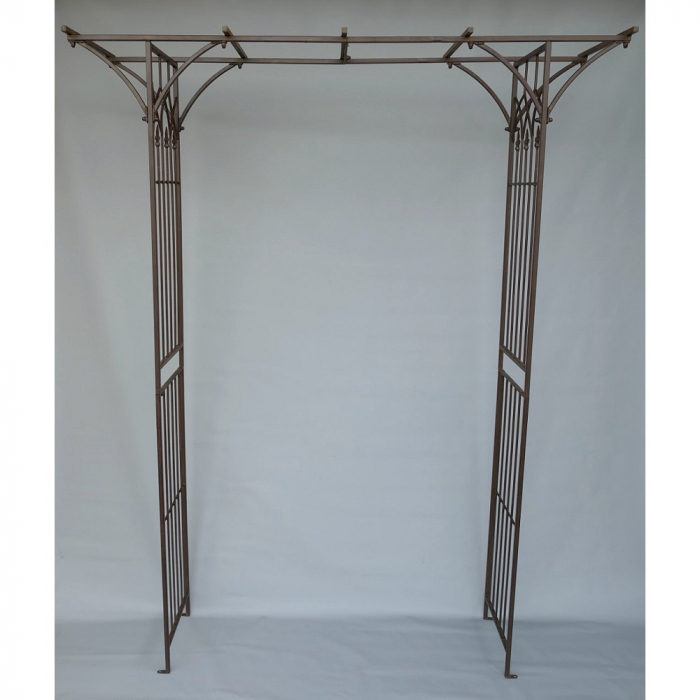 Preview: ROSENBOGEN Romantik braun Rankgestell Rankhilfe Tor Metall 230 x 175 cm