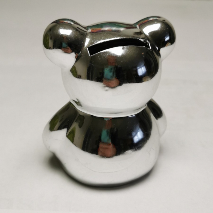 SPARDOSE Keramik Niedlicher TEDDYBÄR BÄR in Silber Farbe