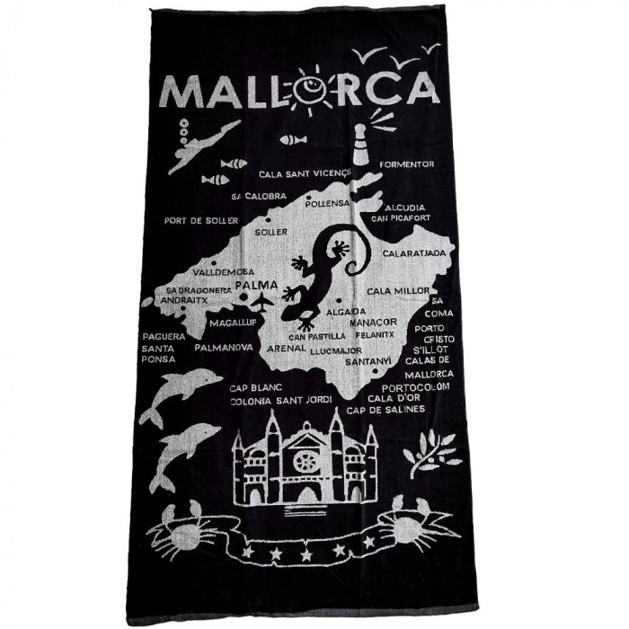 MALLORCA Balearen Insel schwarz XL Strandtuch Badetuch 90x175 cm