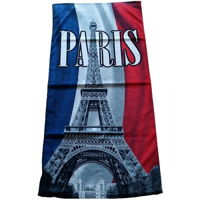 PARIS FRANCE Eiffelturm Tricolore Velours Strandtuch Badetuch 75x150 cm