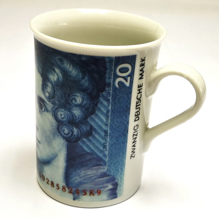 Kaffeetasse Tasse 20 DM ZWANZIG DEUTSCHE MARK Geldschein Design Keramik