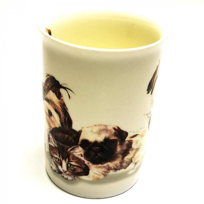 Kaffeetasse Tasse HUNDE & KATZEN weiß Keramik