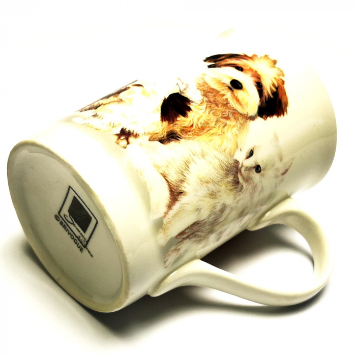 Kaffeetasse Tasse HUNDE & KATZEN weiß Keramik