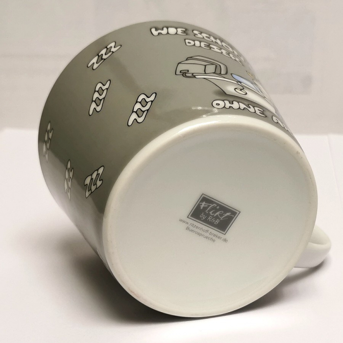 Kaffeetasse Tasse WIE SCHÖN WÄRE DIESER JOB OHNE ARBEIT grau Keramik