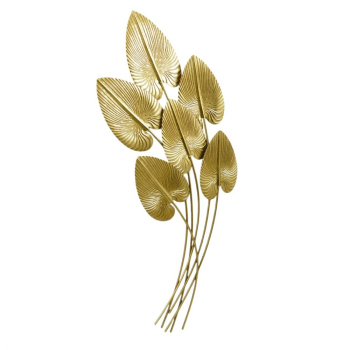 Wanddeko BLÄTTER goldfarben Metall 102 cm