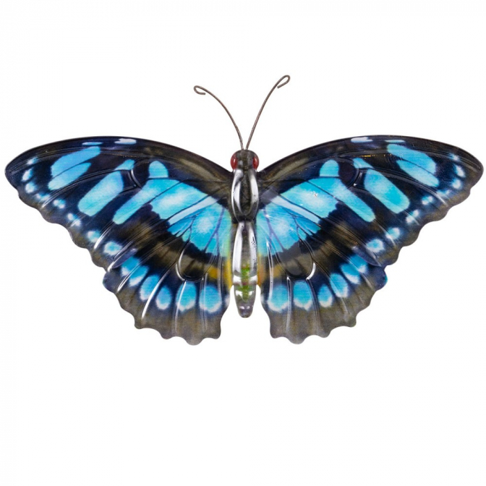 SCHMETTERLING BLAU Metall Wanddekoration für Innen & Außen