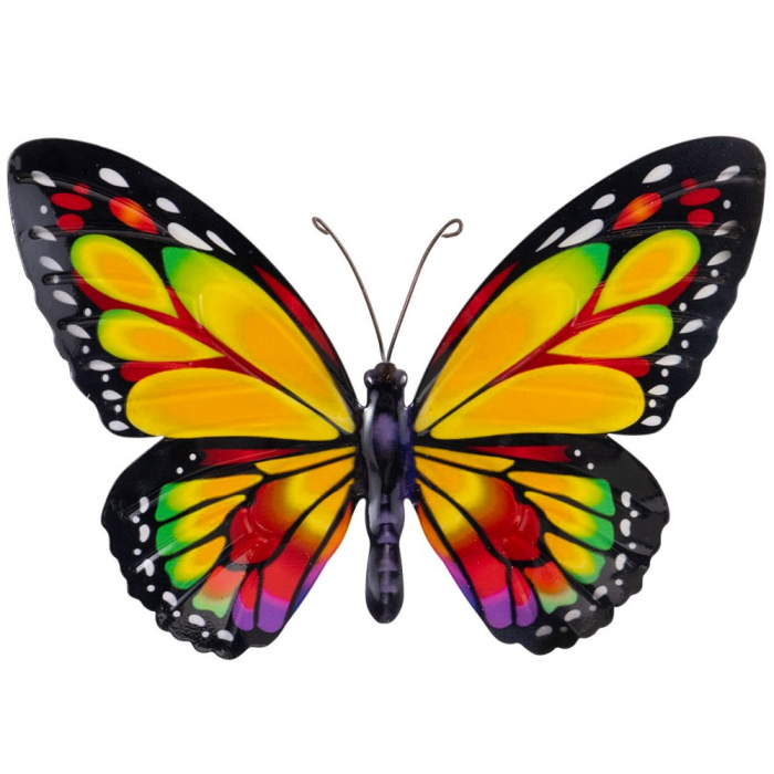 SCHMETTERLING GELB ROT Metall Wanddekoration für Innen & Außen