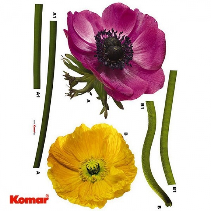 KOMAR® Freestyle Wandtattoo Decosticker Anemone BLUMEN 6tlg. Aufkleber