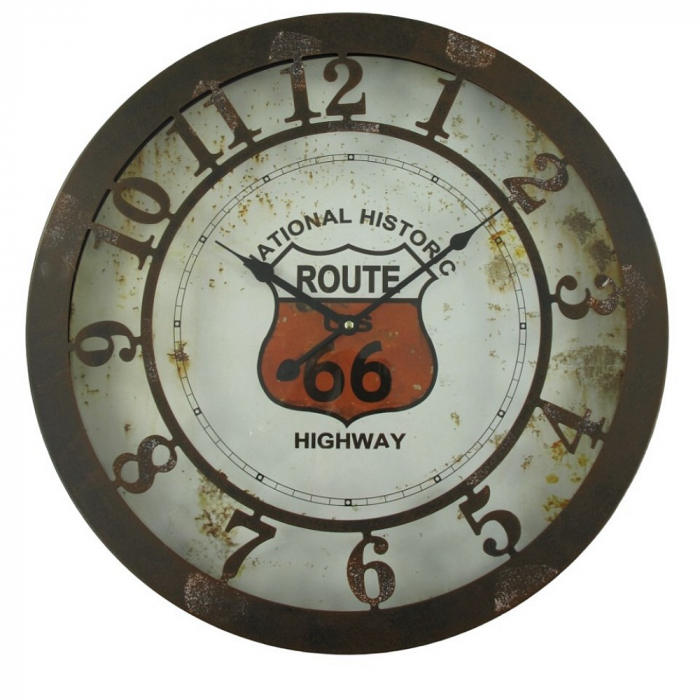 US ROUTE 66 Retro Werkstatt Wanduhr Eisen Vintage Style 50 cm