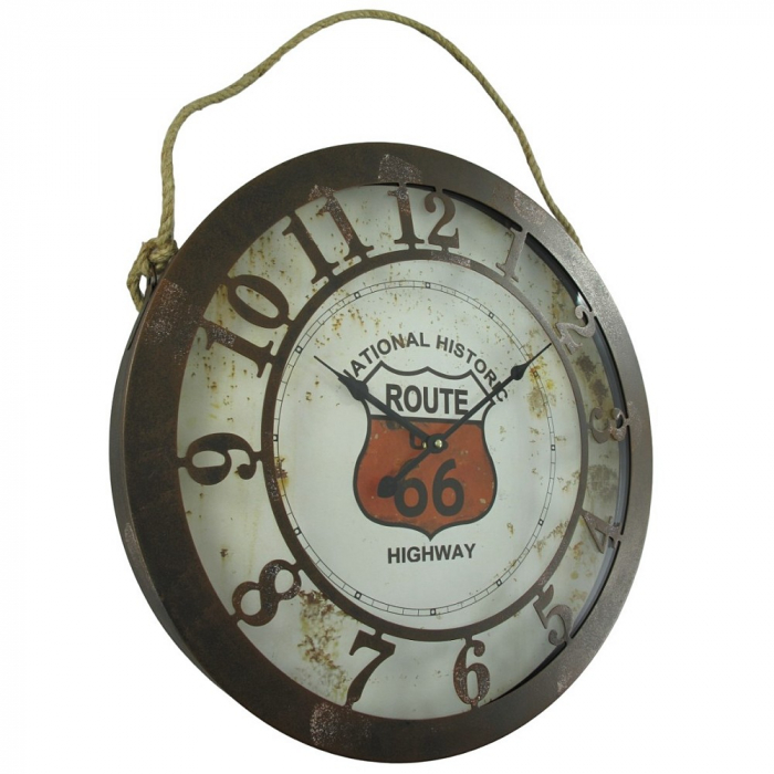 US ROUTE 66 Retro Werkstatt Wanduhr Eisen Vintage Style 50 cm