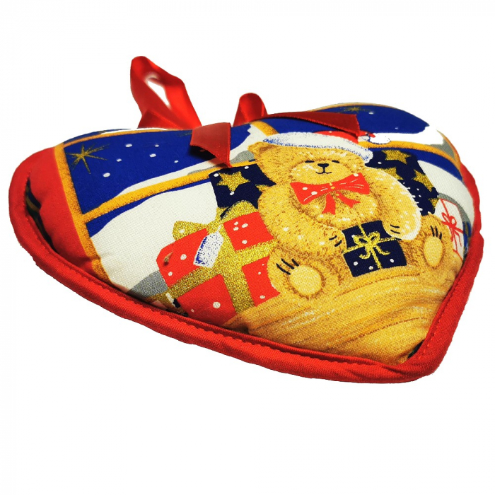 TEDDYBÄR Herzkissen Stoff Herz Weihnachten Deko wattiert