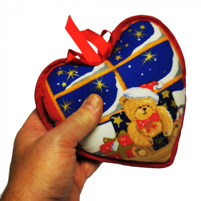 TEDDYBÄR Herzkissen Stoff Herz Weihnachten Deko wattiert