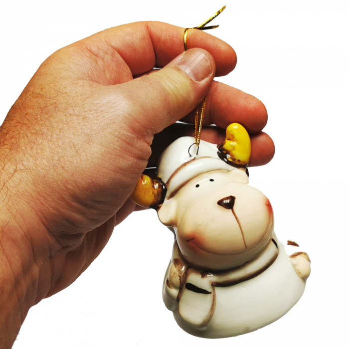 Glöckchen RENTIER ELCH Weihnachtsglocke Christbaumschmuck Handbemalt Keramik
