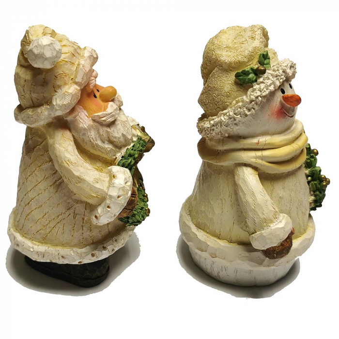 WEIHNACHTSMANN & SCHNEEMANN DUO Kunststein Weihnachten Deko