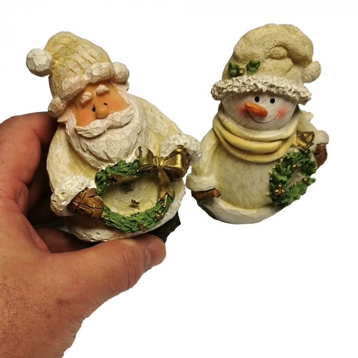 WEIHNACHTSMANN & SCHNEEMANN DUO Kunststein Weihnachten Deko