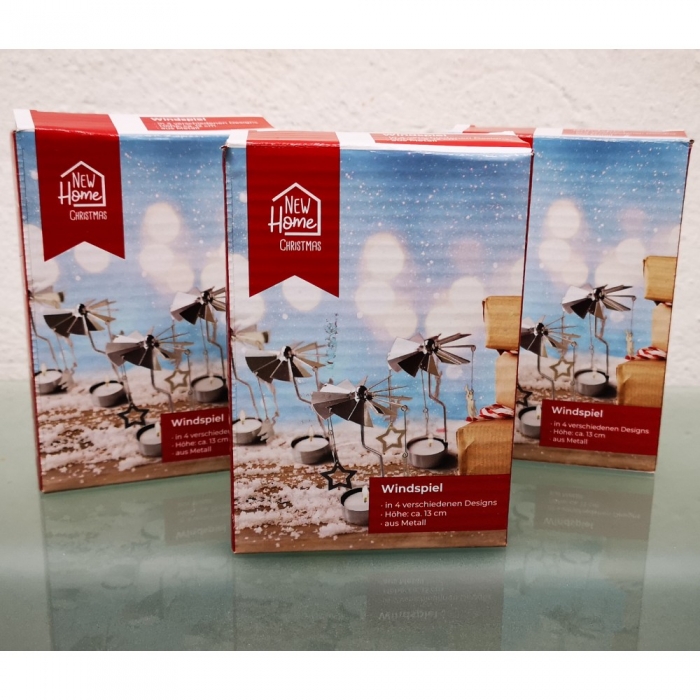 Preview: Mini WINDSPIEL ENGEL Weihnachtsdeko Teelichthalter 13 cm