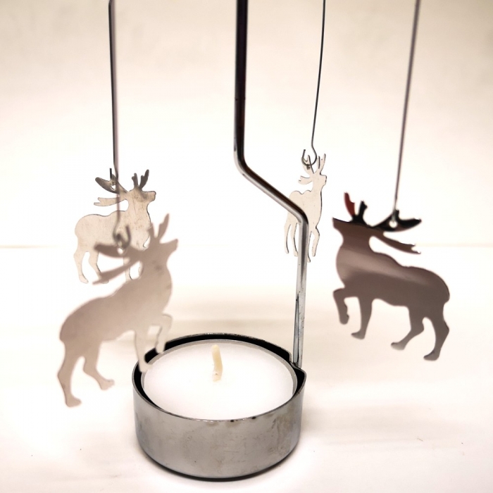 Preview: Mini WINDSPIEL ELCH Weihnachtsdeko Teelichthalter 13 cm